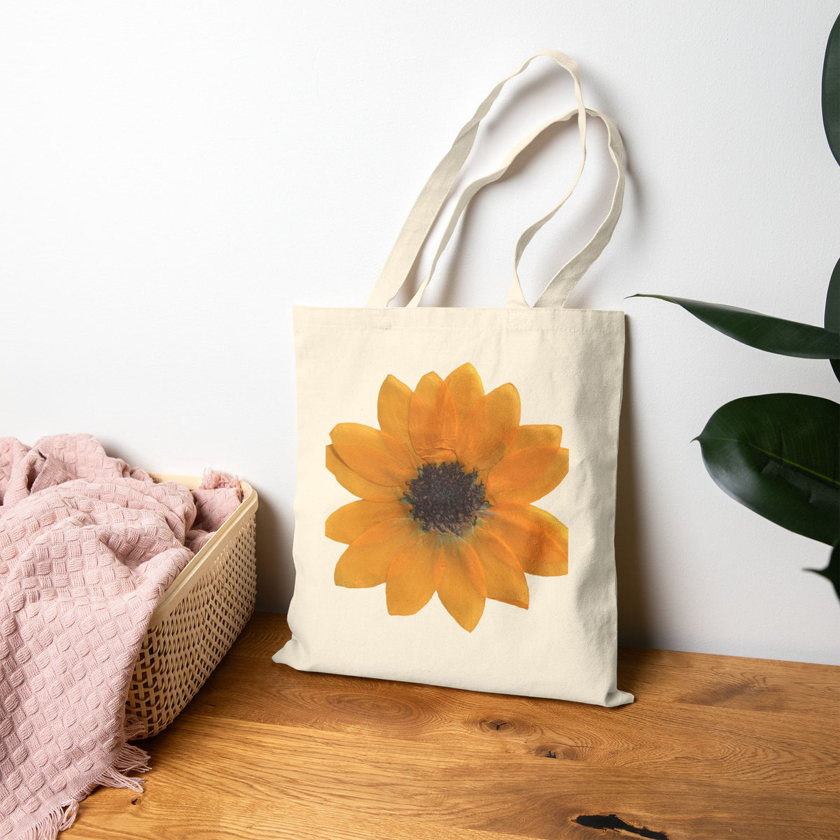 Sunflower Cotton Canvas Tote Bag | Eco-Friendly Floral Market Tote