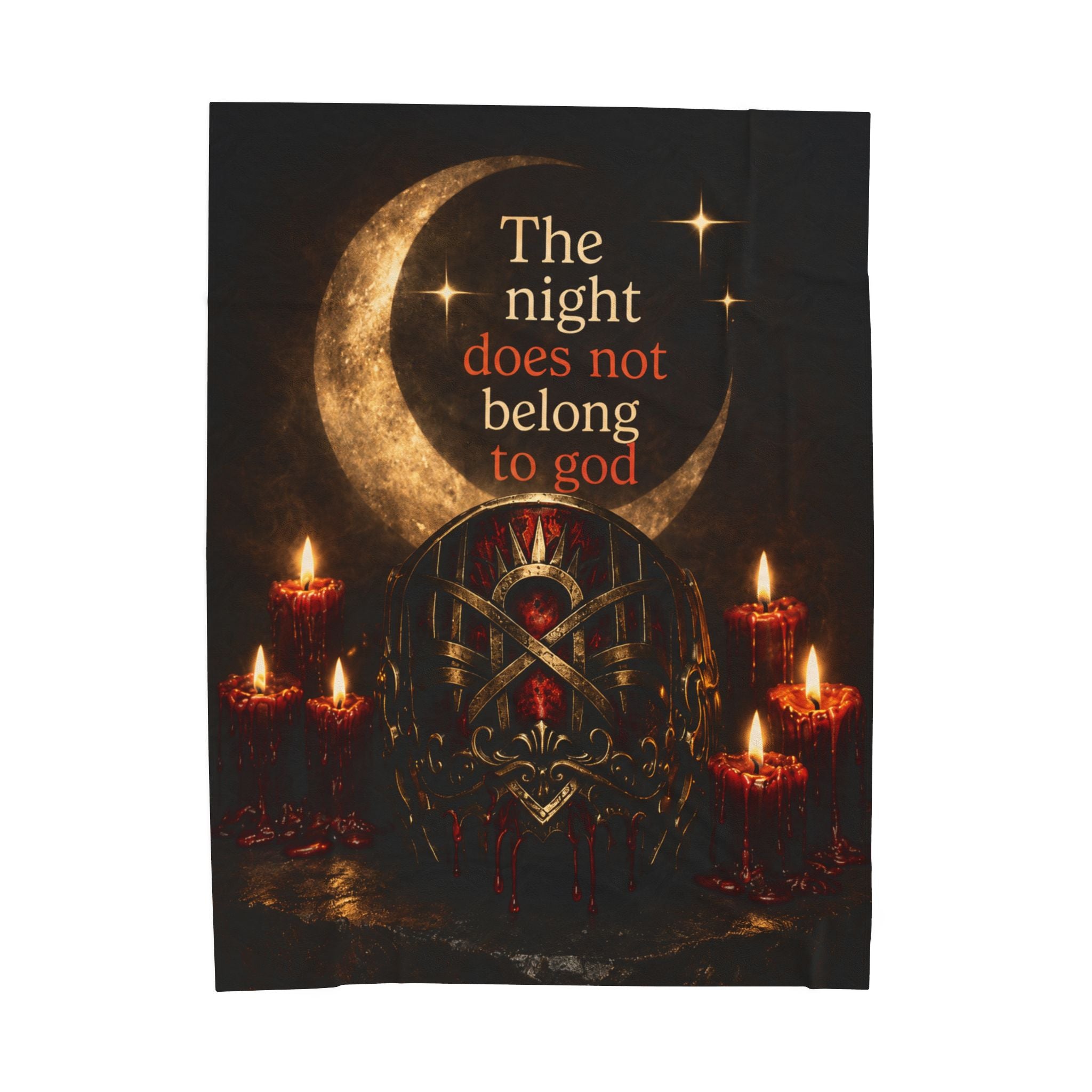 The Night Belongs to You Sleep Token inspired Velveteen Blanket | Crescent Moon, Gothic Mask, Candles