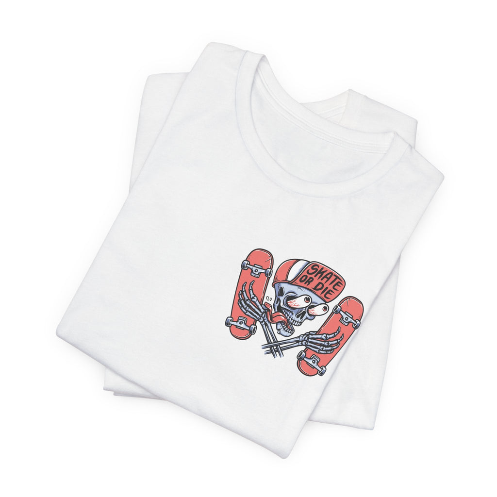 Skate Or Die Shirt Small Logo Front Skateboard Tee Skull Graphic Shirt Skater Streetwear Gift For Skaters Unisex Cotton Tee