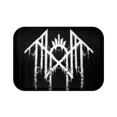 Black Metal Logo Bath Mat — Distressed Nordic Rune Design