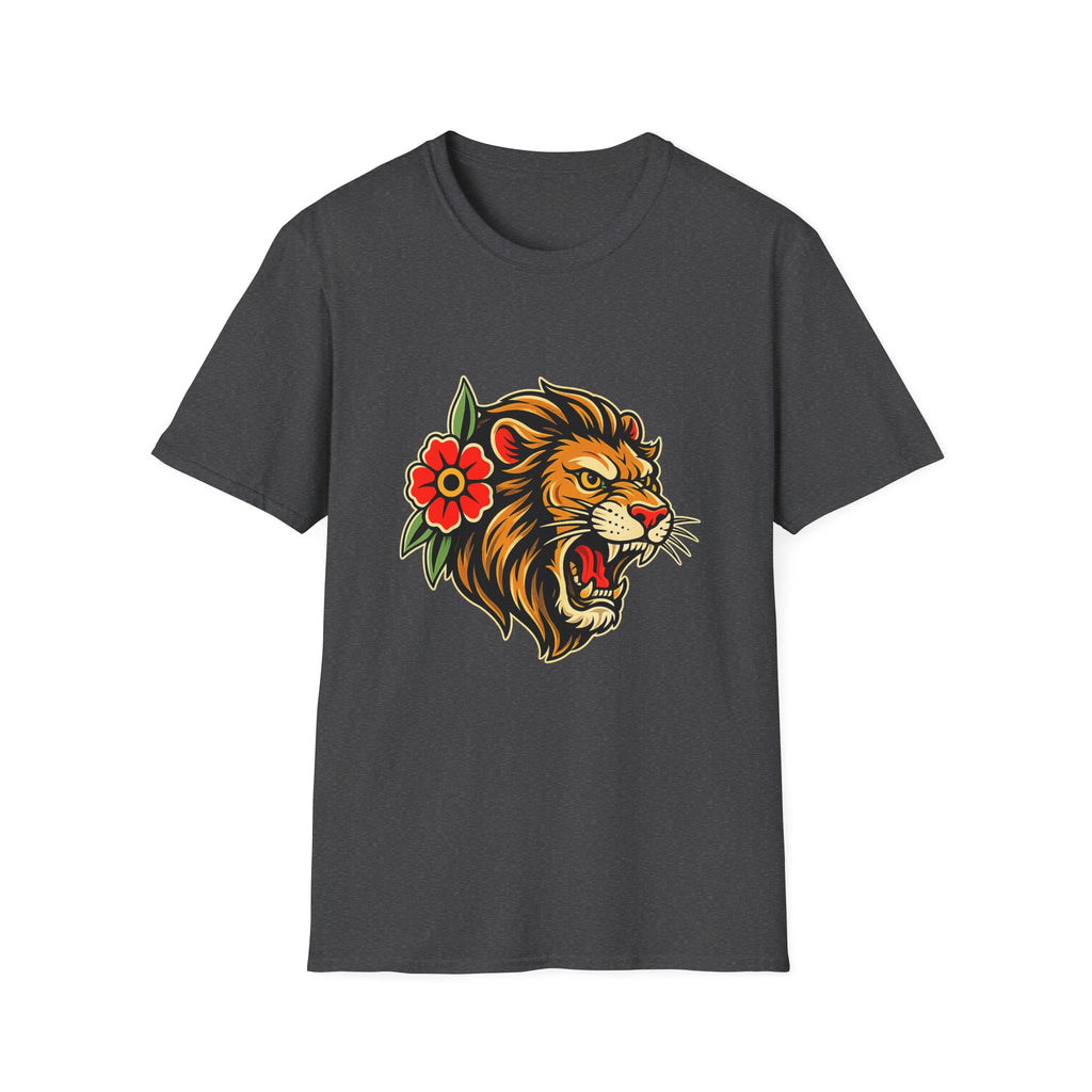 Lion Graphic T Shirt Tattoo Inspired Lion Tee Streetwear Shirt Lion Head Graphic Tee Alternative Fashion Unisex Biker Shirt
