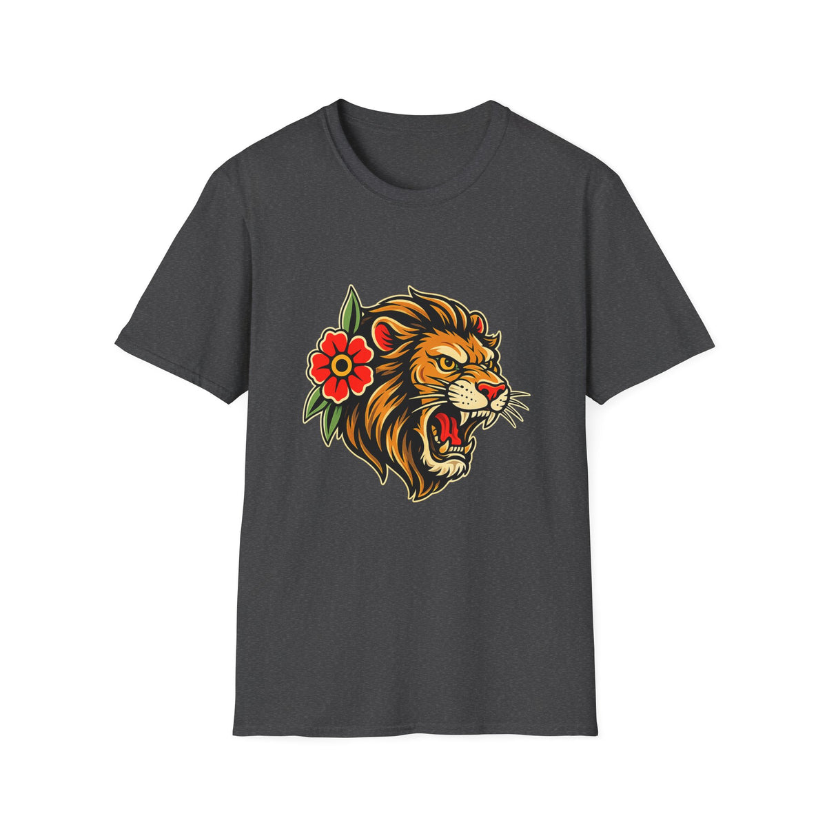 Lion Graphic T Shirt Tattoo Inspired Lion Tee Streetwear Shirt Lion Head Graphic Tee Alternative Fashion Unisex Biker Shirt