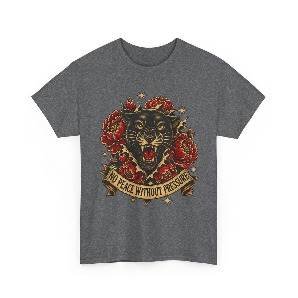 Roaring Panther with Roses T-Shirt | No Peace Without Pressure