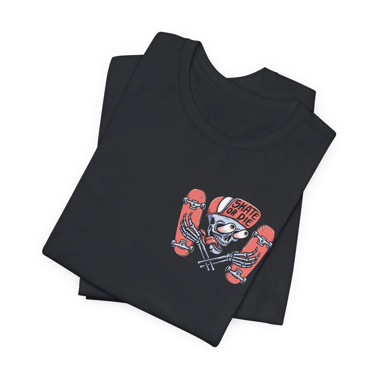 Skate Or Die Shirt Small Logo Front Skateboard Tee Skull Graphic Shirt Skater Streetwear Gift For Skaters Unisex Cotton Tee