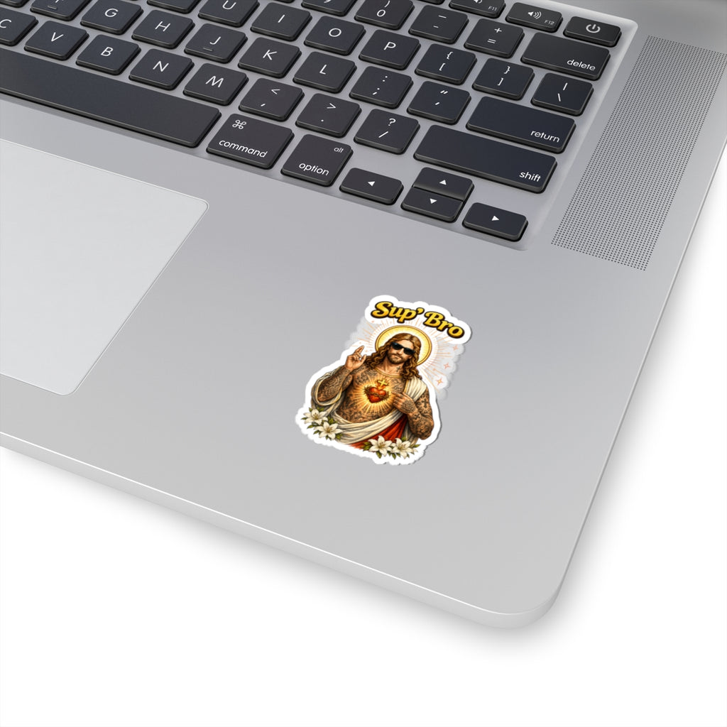 Sup Bro Jesus Sticker Funny Christian Decal Waterproof Vinyl Sticker Tattooed Jesus Laptop Sticker Faith Humor Car Decal Religious Gift
