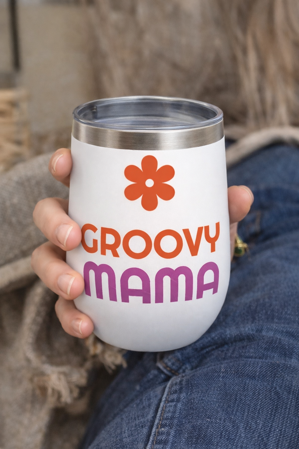 Groovy Mama Wine Tumbler Retro Mom Cup Funny Mom Gift Mothers Day Gift Cute Coffee Cup Insulated Travel Mug Groovy Style