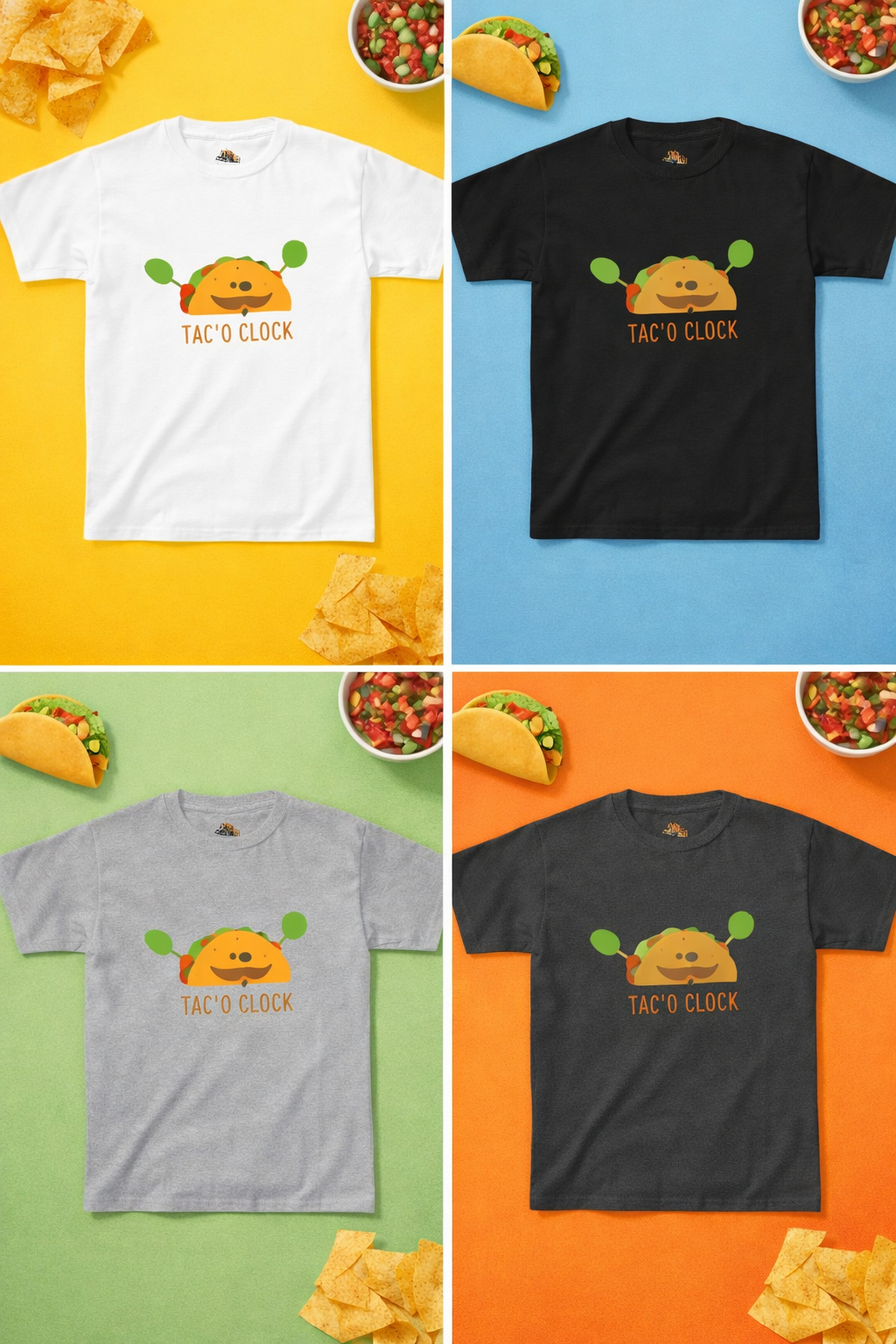 Kids Taco Shirt Taco Clock Funny Taco Shirt Cute Kids Graphic Tee Funny Food Shirt Kids Gift Taco Lover Shirt