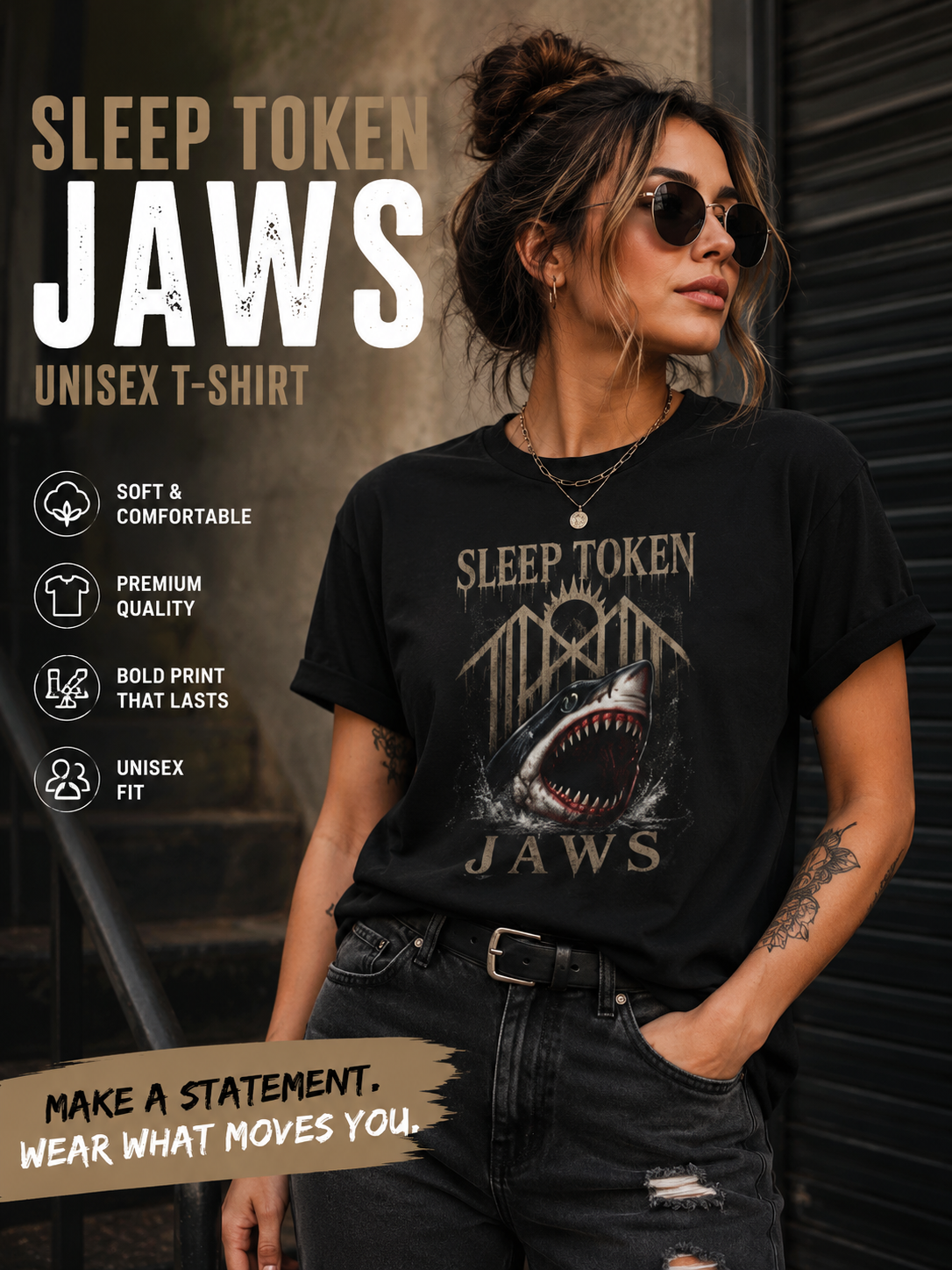 Shark Graphic T Shirt Ocean Tee Vintage Horror Inspired Shirt Unisex Heavy Cotton Tee Dark Alternative Streetwear Gift for Shark Fans