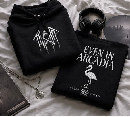 Even In Arcadia Hoodie Fan Inspired Gothic Flamingo Hoodie Alternative Streetwear Music Inspired Pullover Sweatshirt Unisex Gift