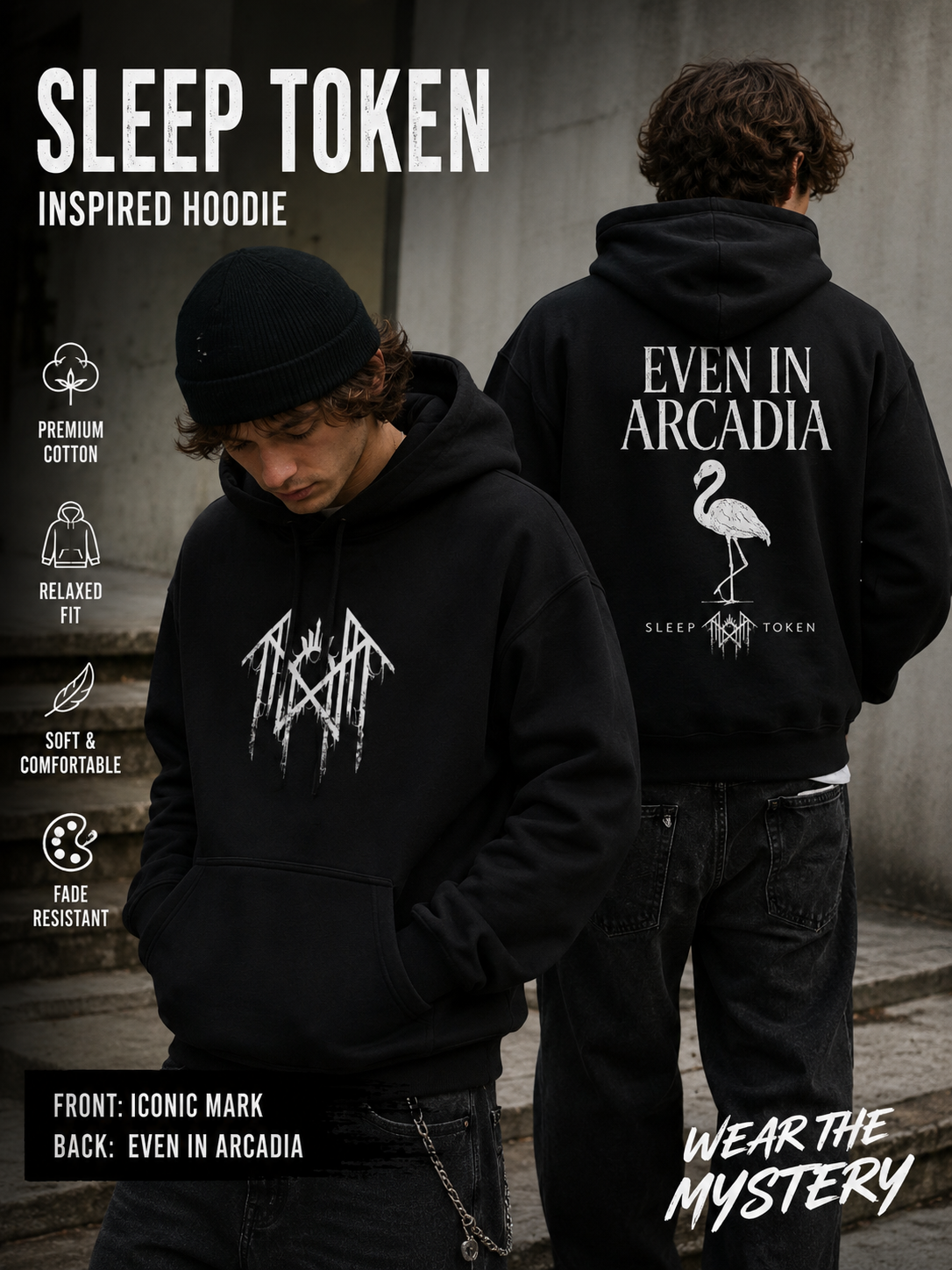Even In Arcadia Hoodie Fan Inspired Gothic Flamingo Hoodie Alternative Streetwear Music Inspired Pullover Sweatshirt Unisex Gift