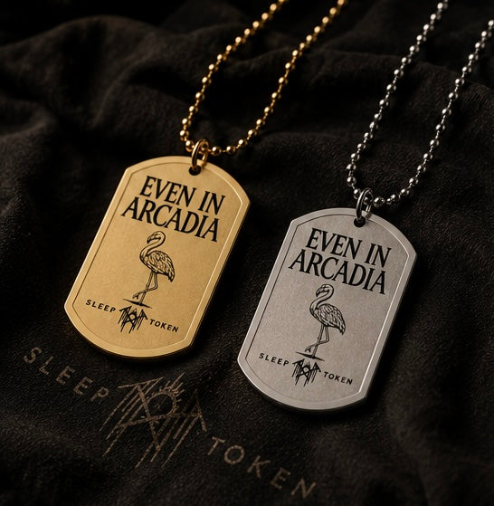 Even In Arcadia Dog Tag Necklace Sleep Token Inspired Necklace Flamingo Pendant Gothic Jewelry Alternative Music  Stainless Steel Dog Tag