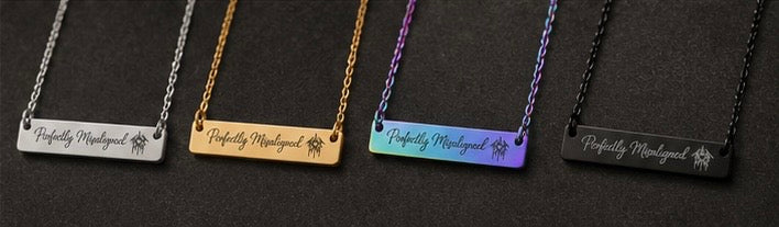Perfectly Misaligned Necklace Sleep Token Inspired Bar Necklace Gothic Jewelry Alternative Gift Stainless Steel Pendant Minimalist Jewelry
