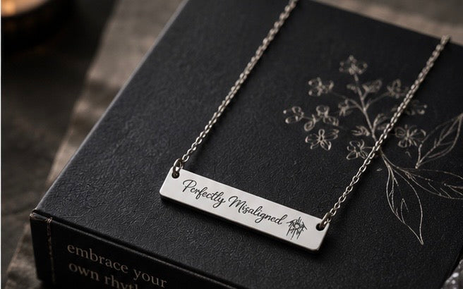 Perfectly Misaligned Necklace Sleep Token Inspired Bar Necklace Gothic Jewelry Alternative Gift Stainless Steel Pendant Minimalist Jewelry