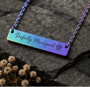 Perfectly Misaligned Necklace Sleep Token Inspired Bar Necklace Gothic Jewelry Alternative Gift Stainless Steel Pendant Minimalist Jewelry