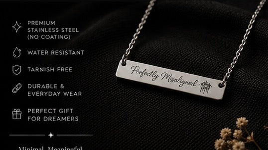 Perfectly Misaligned Necklace Sleep Token Inspired Bar Necklace Gothic Jewelry Alternative Gift Stainless Steel Pendant Minimalist Jewelry