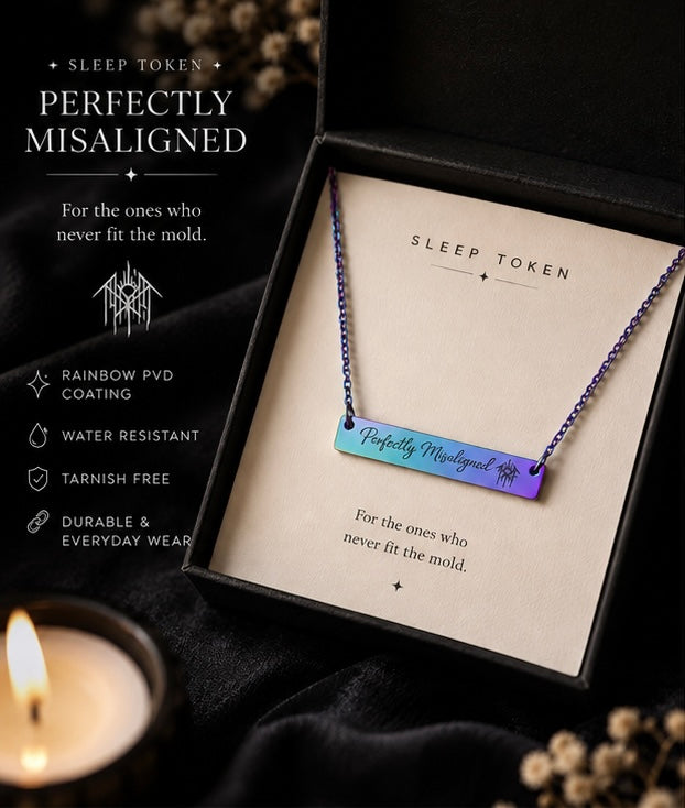 Perfectly Misaligned Necklace Sleep Token Inspired Bar Necklace Gothic Jewelry Alternative Gift Stainless Steel Pendant Minimalist Jewelry