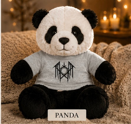 Creepy Plush Teddy Bear with Horror Graphic Tee Spooky Gift Cute Goth Plush Toy Alt Aesthetic Gift