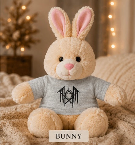 Creepy Plush Teddy Bear with Horror Graphic Tee Spooky Gift Cute Goth Plush Toy Alt Aesthetic Gift