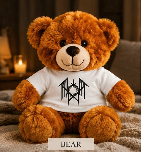 Creepy Plush Teddy Bear with Horror Graphic Tee Spooky Gift Cute Goth Plush Toy Alt Aesthetic Gift
