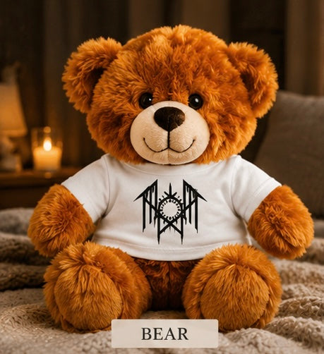 Creepy Plush Teddy Bear with Horror Graphic Tee Spooky Gift Cute Goth Plush Toy Alt Aesthetic Gift