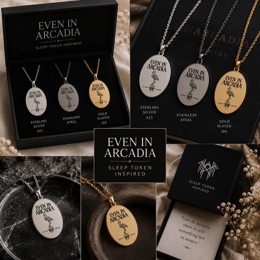 Even In Arcadia Pendant Necklace Sleep Token Inspired Necklace Flamingo Pendant Fan Inspired Jewelry Necklace