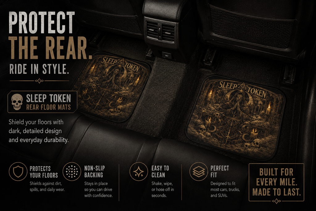 Sleep Token Rear Car Floor Mats Gothic Alternative Car Accessories Dark Vehicle Decor Non Slip Auto Floor Mats Custom Car Interior Mats