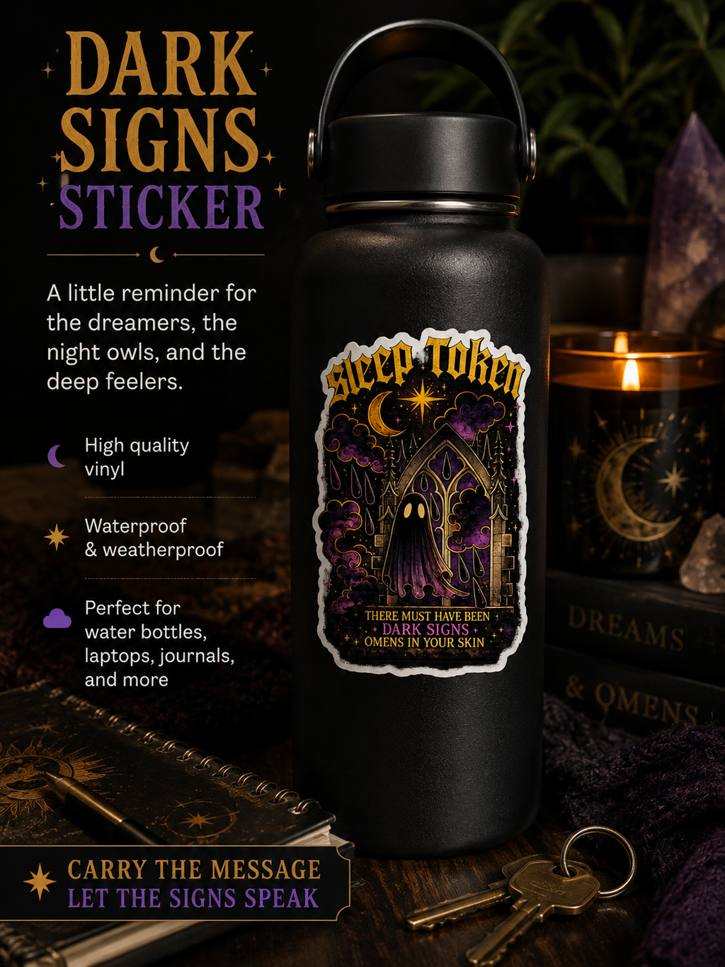 Sleep Token Inspired Dark Signs Vinyl Sticker Gothic Alternative Waterproof Laptop Water Bottle Decal