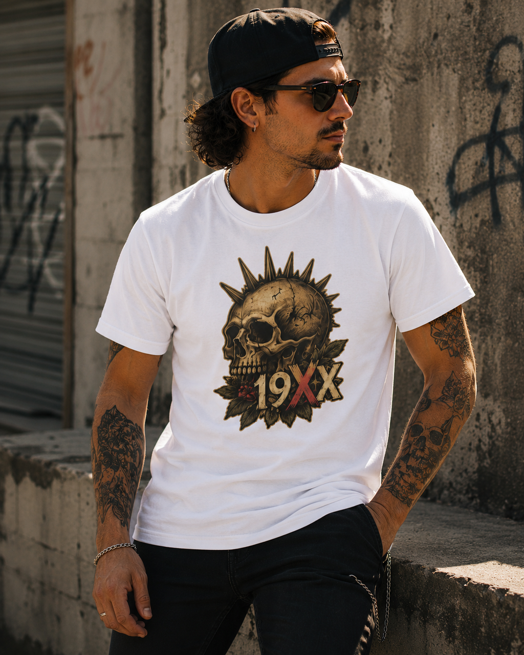 Punk Skull with Mohawk 19XX T-Shirt | Vintage Skull Tee