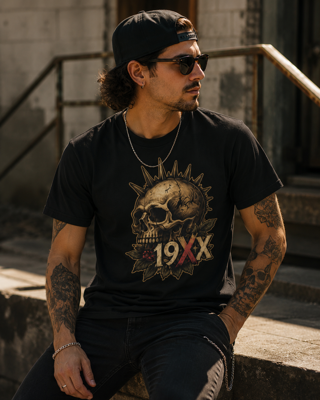 Punk Skull with Mohawk 19XX T-Shirt | Vintage Skull Tee