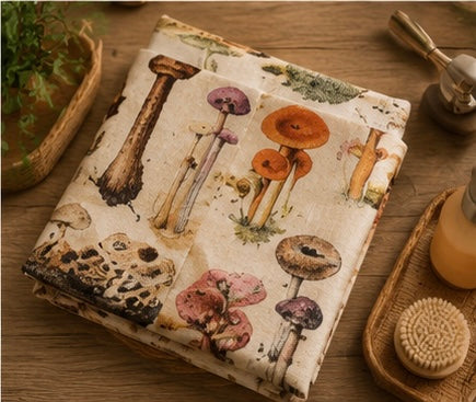 Mushroom Shower Curtain – Vintage Botanical Fungi Illustration Art