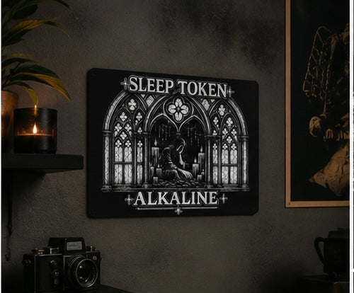 Sleep Token Inspired Alkaline Gothic Metal Sign | Dark Wall Art Decor | Music Fan Gift | Alternative Home Decor