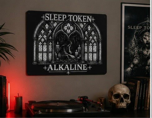 Sleep Token Inspired Alkaline Gothic Metal Sign | Dark Wall Art Decor | Music Fan Gift | Alternative Home Decor