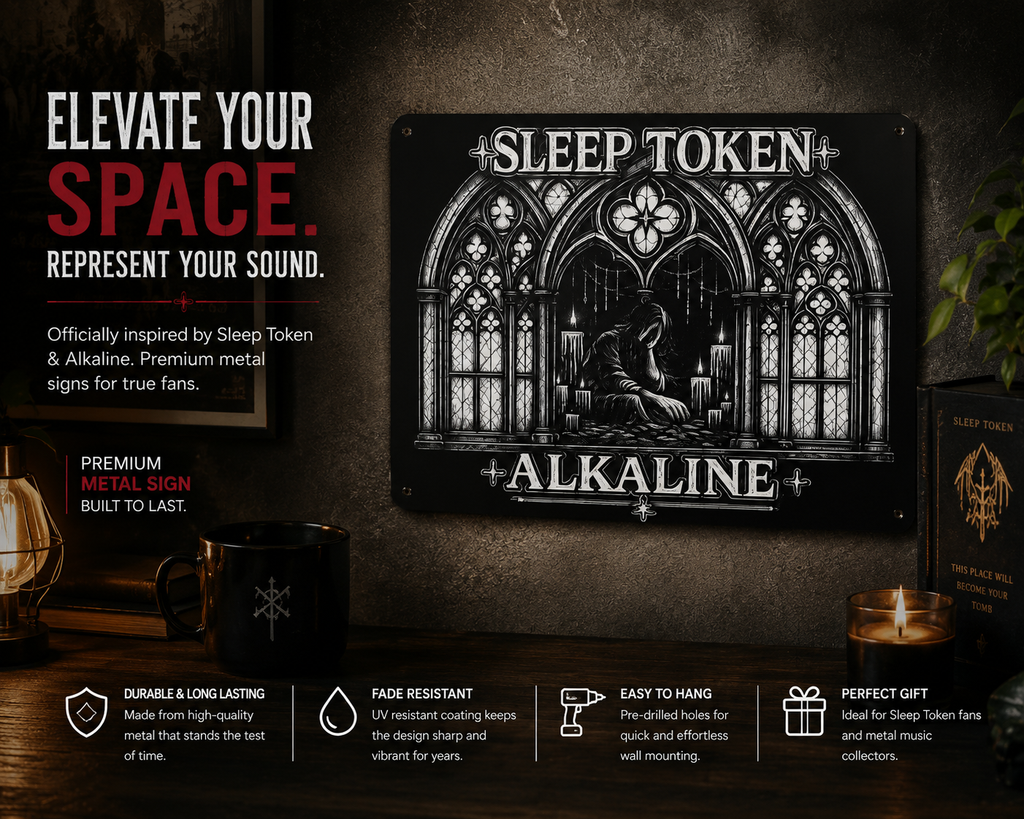 Sleep Token Inspired Alkaline Gothic Metal Sign | Dark Wall Art Decor | Music Fan Gift | Alternative Home Decor