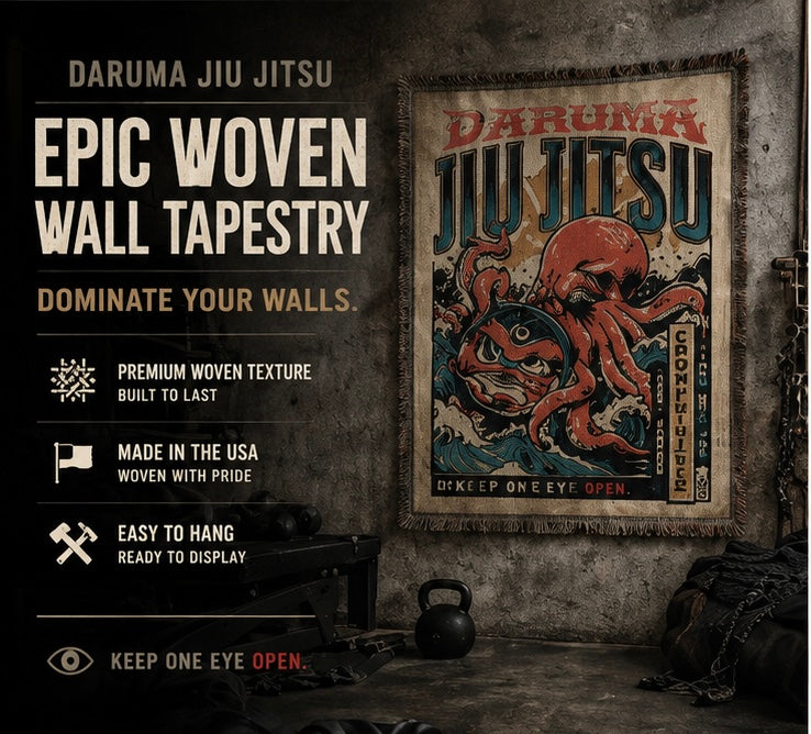 Daruma Jiu Jitsu Wall Tapestry Japanese Art Octopus Fighting Decor Martial Arts Wall Art Gym Decor