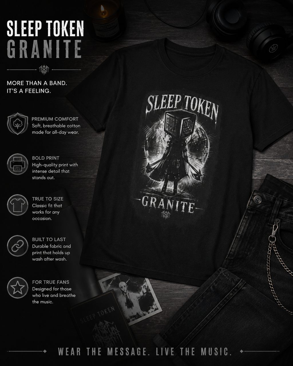 Sleep Token Granite Inspired Tee Gothic Metal Band Shirt Alternative Streetwear Unisex Graphic T Shirt