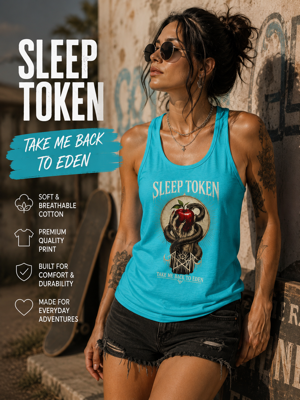 Sleep Token Inspired Womens Racerback Tank Gothic Snake Apple Graphic Shirt Alternative Concert Outfit Take Me Back To Eden Top