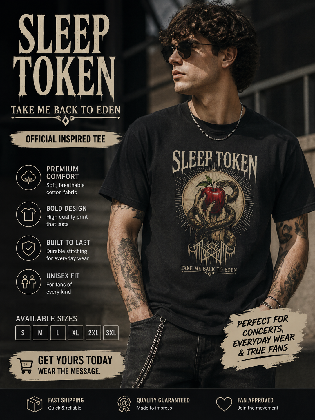 Sleep Token Take Me Back To Eden Shirt  Dark Aesthetic Graphic Tee Alternative Band Inspired Apparel Snake & Apple Streetwear Unisex Tee