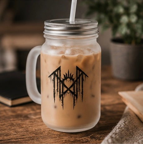 Gothic Glass Tumbler Dark Aesthetic Mason Jar Cup Alternative Drinkware Gothic Coffee Cup Emo Kitchen Decor Frosted Glass Mug