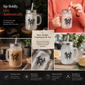 Gothic Glass Tumbler Dark Aesthetic Mason Jar Cup Alternative Drinkware Gothic Coffee Cup Emo Kitchen Decor Frosted Glass Mug