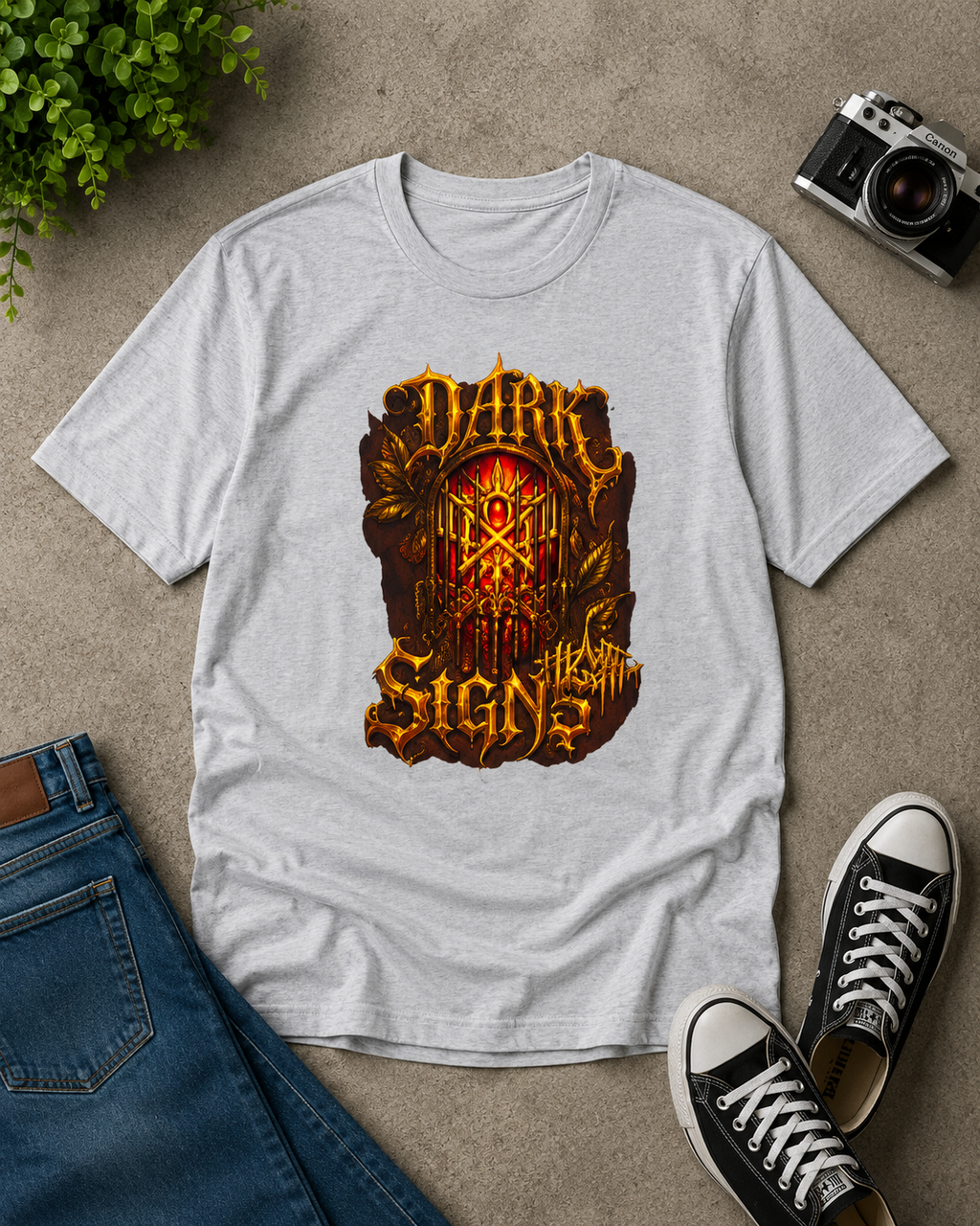DARK SIGN Gothic Graphic T Shirt Red Alternative Streetwear Heavy Metal Aesthetic Tee Dark Fantasy Shirt Unisex Punk Grunge Apparel