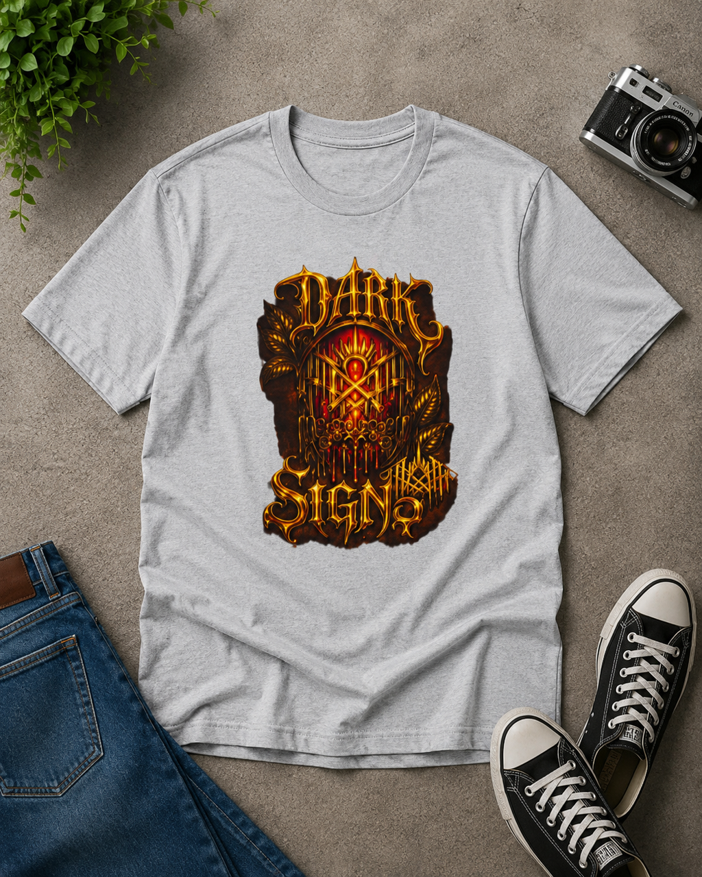 DARK SIGN Gothic Graphic T Shirt Red Alternative Streetwear Heavy Metal Aesthetic Tee Dark Fantasy Shirt Unisex Punk Grunge Apparel