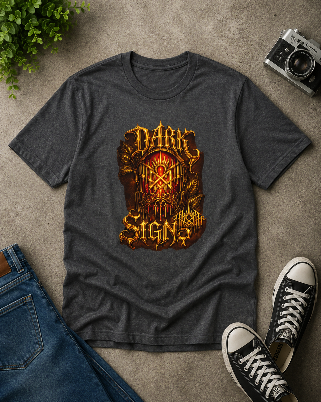 DARK SIGN Gothic Graphic T Shirt Red Alternative Streetwear Heavy Metal Aesthetic Tee Dark Fantasy Shirt Unisex Punk Grunge Apparel