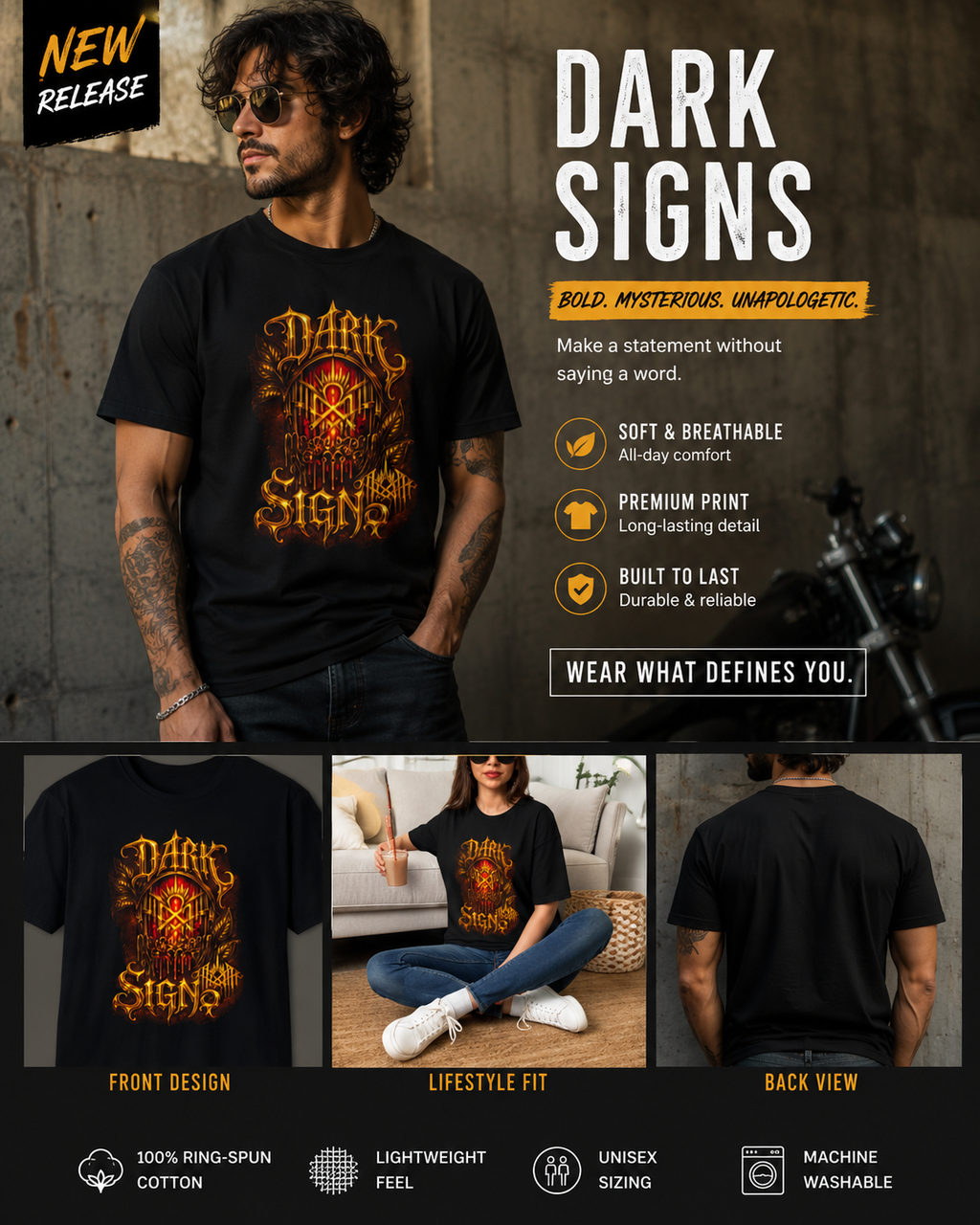 DARK SIGN Gothic Graphic T Shirt Red Alternative Streetwear Heavy Metal Aesthetic Tee Dark Fantasy Shirt Unisex Punk Grunge Apparel