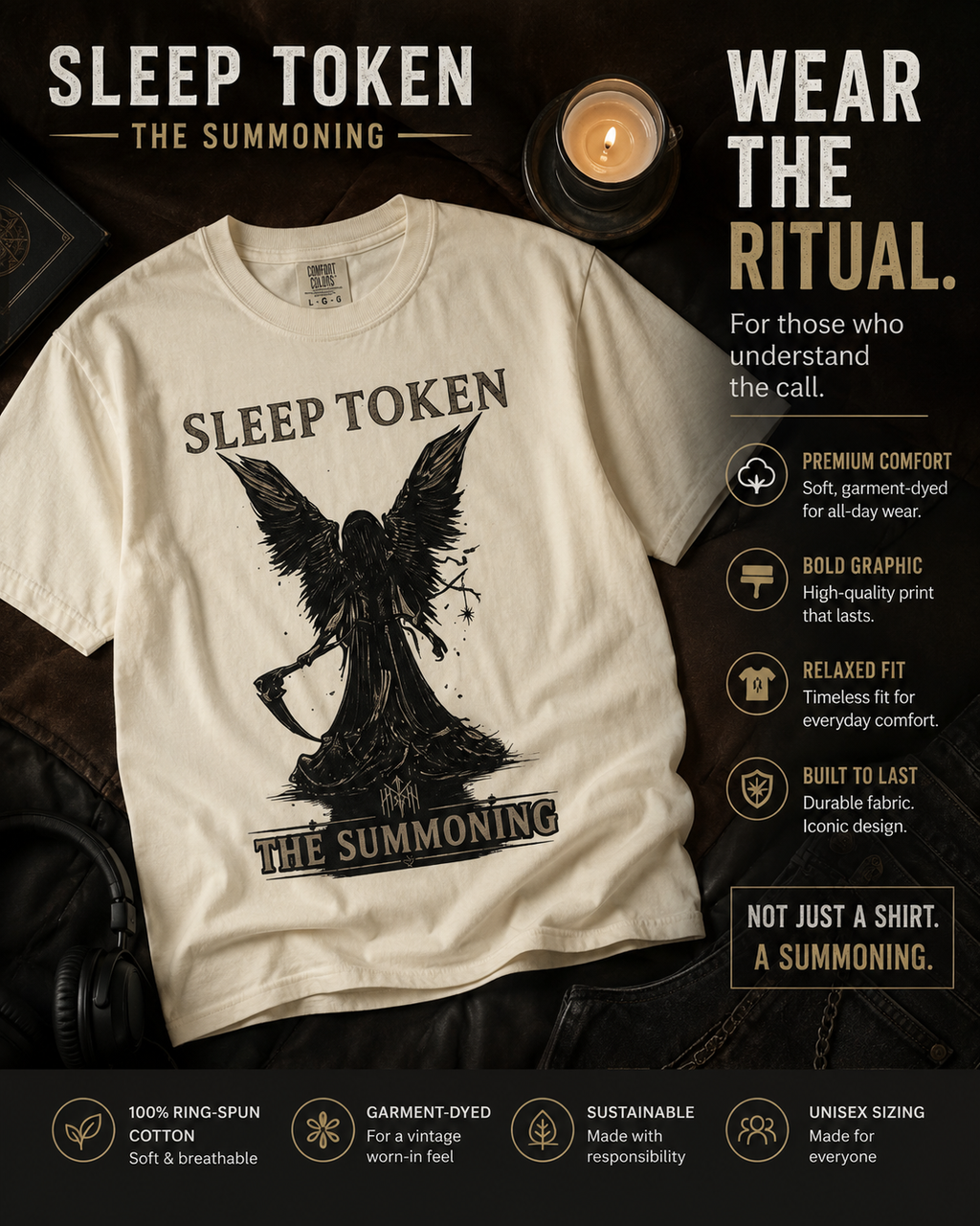 Sleep Token The Summoning Shirt Gothic Angel Graphic Tee Dark Aesthetic Band Inspired Unisex T Shirt Alternative Metal Merch Streetwear