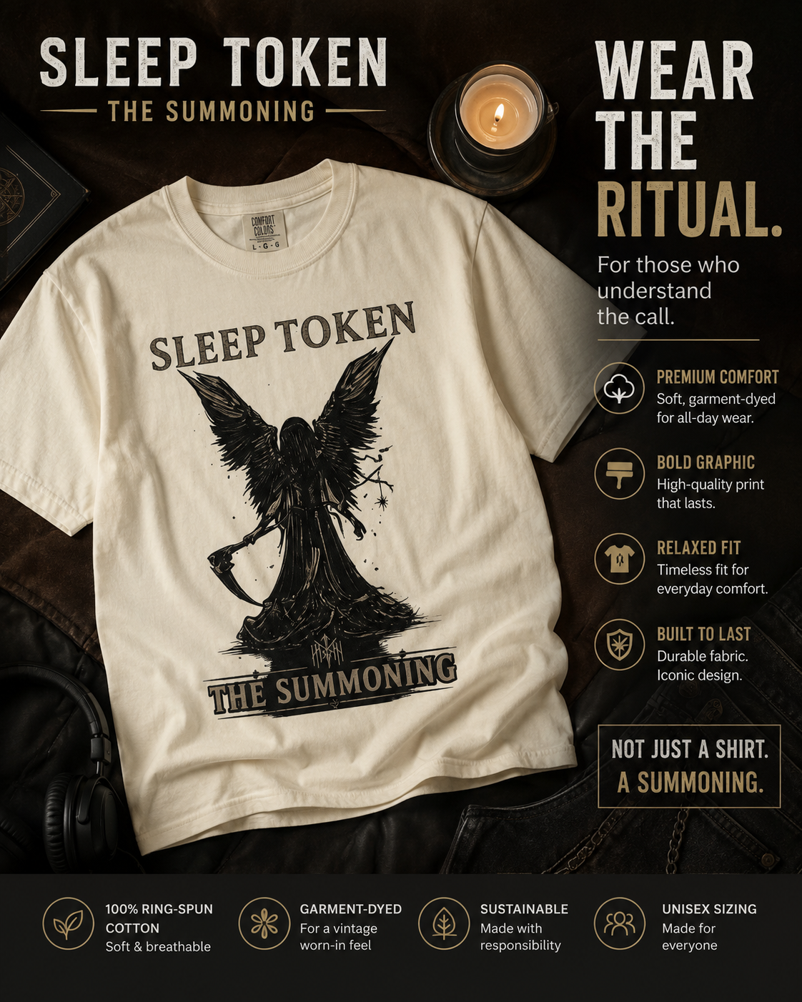 Sleep Token The Summoning Shirt Gothic Angel Graphic Tee Dark Aesthetic Band Inspired Unisex T Shirt Alternative Metal Merch Streetwear