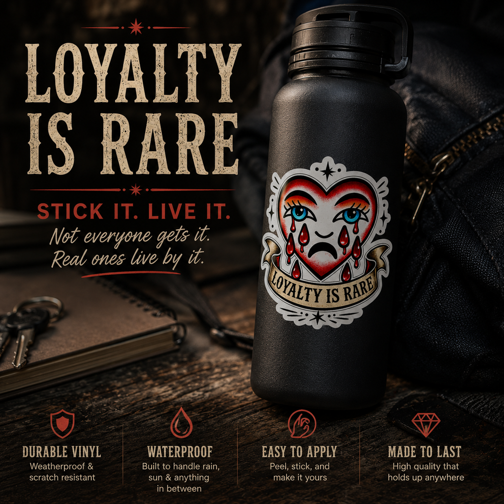 Loyalty Is Rare Sticker Tattoo Style Vinyl Decal Waterproof Laptop Sticker Emotional Heart Art Aesthetic Car Water Bottle Skateboard Sticker