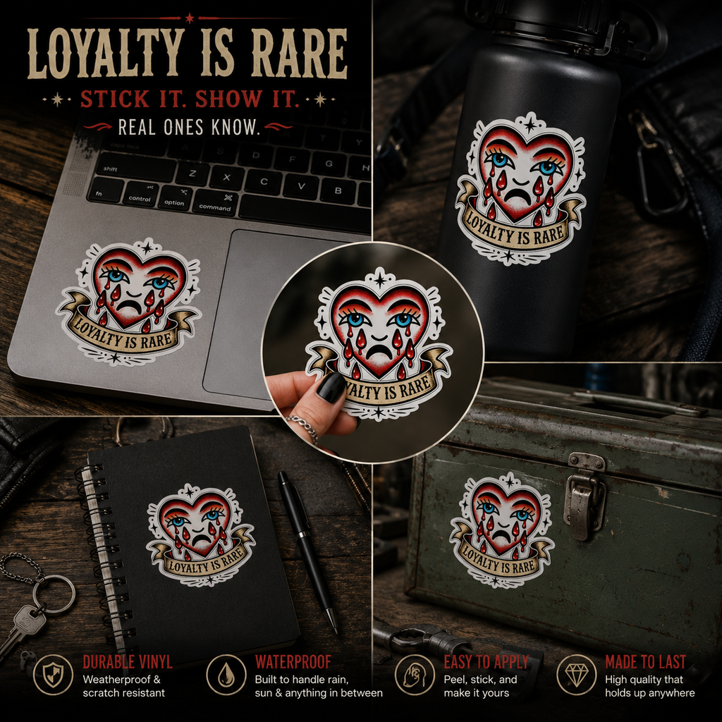 Loyalty Is Rare Sticker Tattoo Style Vinyl Decal Waterproof Laptop Sticker Emotional Heart Art Aesthetic Car Water Bottle Skateboard Sticker