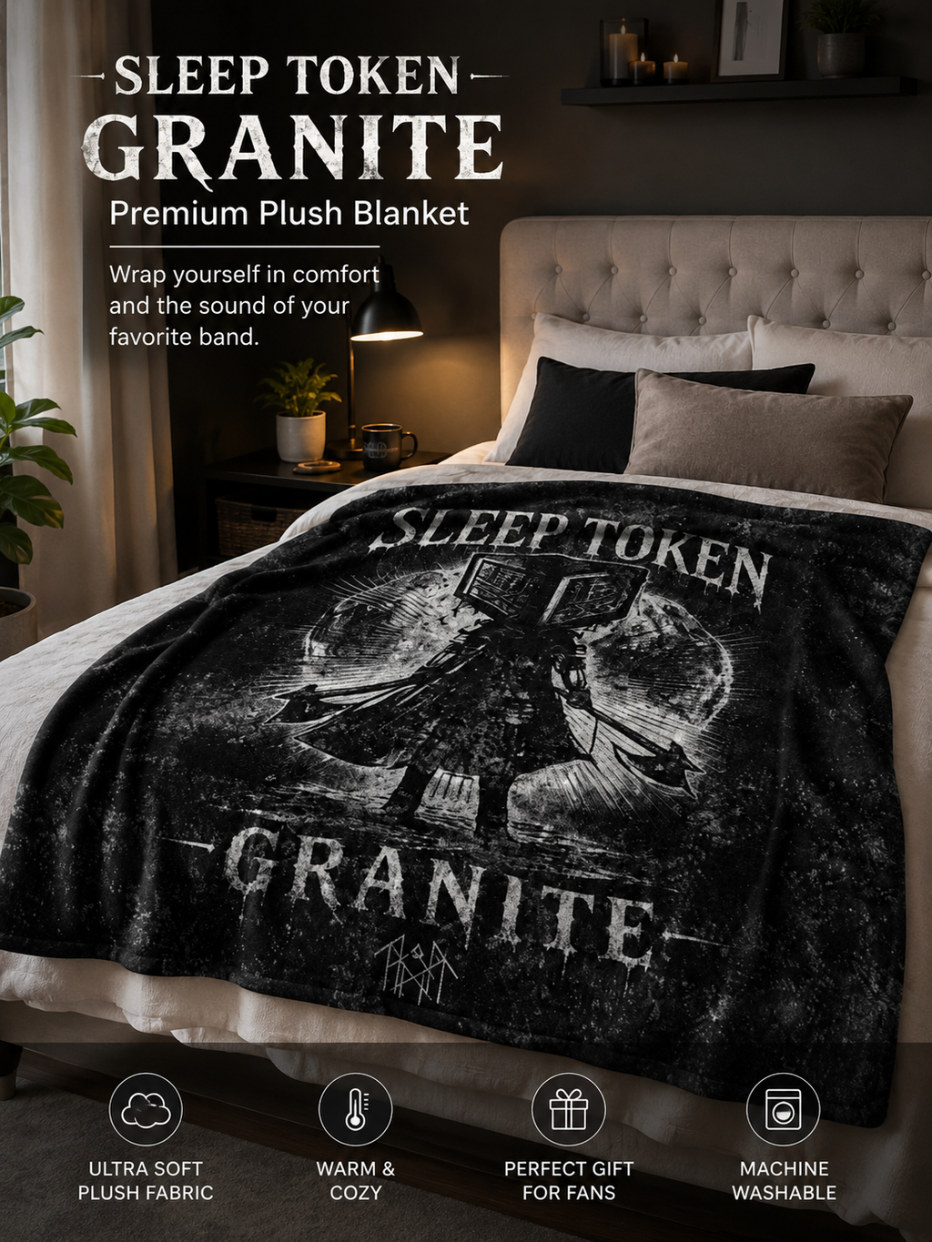 Sleep Token Inspired Granite Plush Blanket | Ultra-Soft Fan Blan