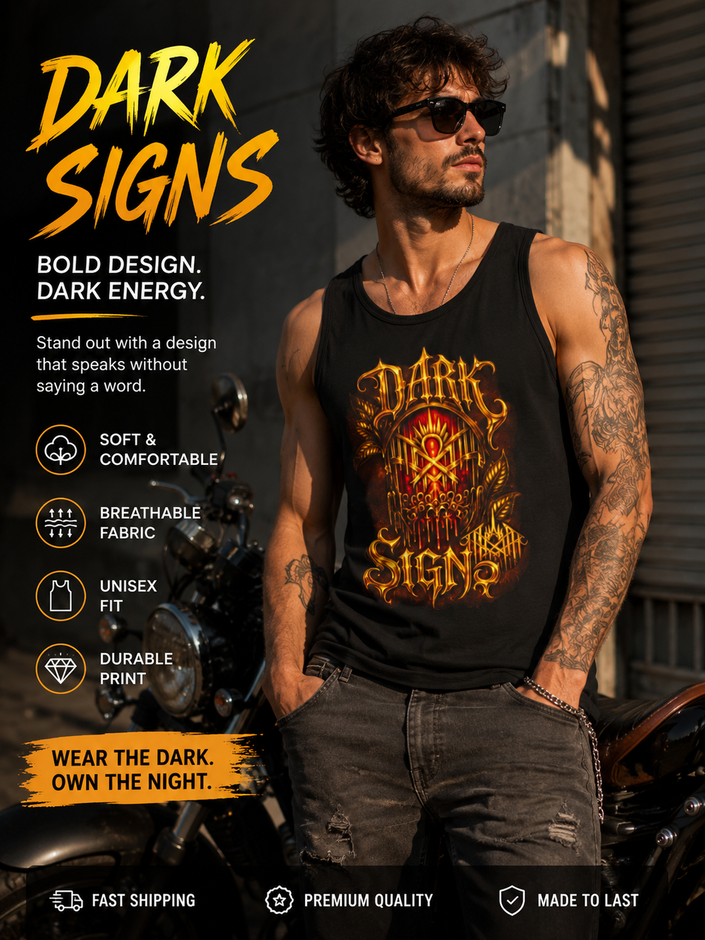 Dark Signs Gothic Tank Top Heavy Metal Streetwear Sleeveless Graphic Shirt Alternative Fashion Unisex Festival Gym Tank