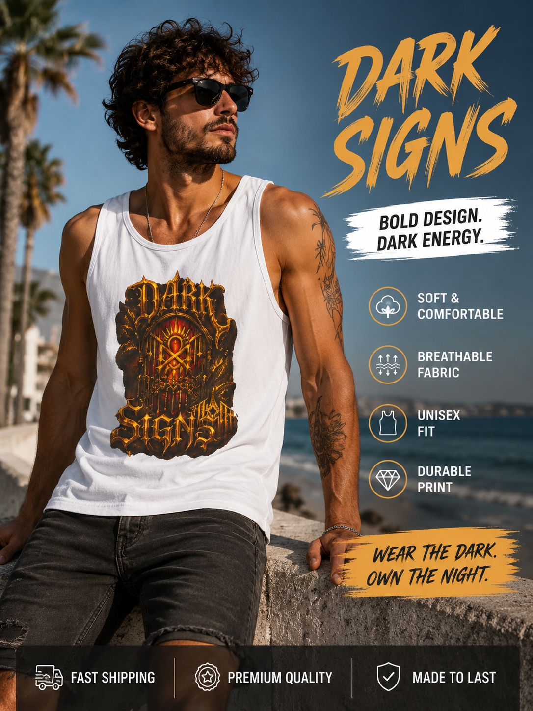 Dark Signs Gothic Tank Top Heavy Metal Streetwear Sleeveless Graphic Shirt Alternative Fashion Unisex Festival Gym Tank
